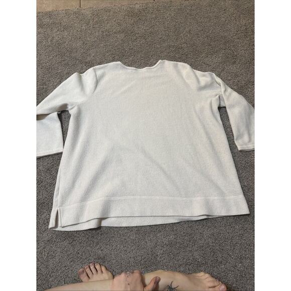 Woman Within Ivory Fleece Tunic Sweater Size 2X, 26/28 Long Sleeve Crew Neck - Picture 8 of 8